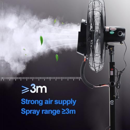 Portable Misting Fan - 3-Speed Outdoor Cooling Fan for Restaurant, Garage & Gym - 26in Liftable Floor Fan for Factory Workshop - Ideal Summer Cooling Solution