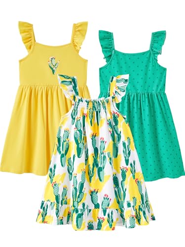 Image of PATPAT Multipack Girl Toddler Dresses Sleeveless Flamingo Striped Toddler Casual Dresses