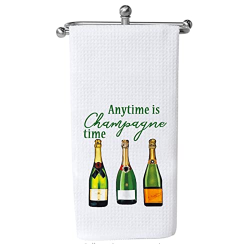 PXTIDY - Champagne Dish Towel - Engagement, Wedding, Housewarming Gift - Tea Towel 'Anytime Is Champagne Time' Party Decor - -13%