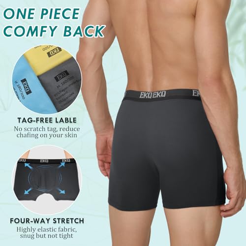 Mens Underwear Breathable Boxer Briefs 7 Pack Bamboo Rayon Boxers for Men Soft Stretchy Men's Underwear with Fly4