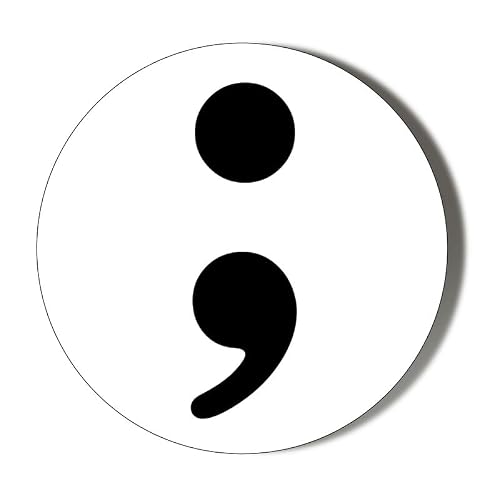 Gift Insanity White Semicolon Suicide Survivor - Background - 10 X 49Mm (1.9 Inches) Stickers
