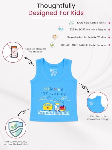 Image of BODYCARE Unisex Baby Vest Sleeveless Cotton Baniyan | Kid's Sando Baniyan, Kids Vest | Soft & Breathable Baby Jabla |Toddler Innerwear for Boys & Girls, Cute Prints | Multicolor| Pack of 3