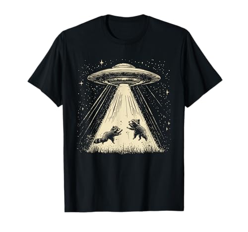 Bad Attitudes Retro UFO Waschbär Weltraum Weltall Alien Raccoon Sci-Fi T-Shirt