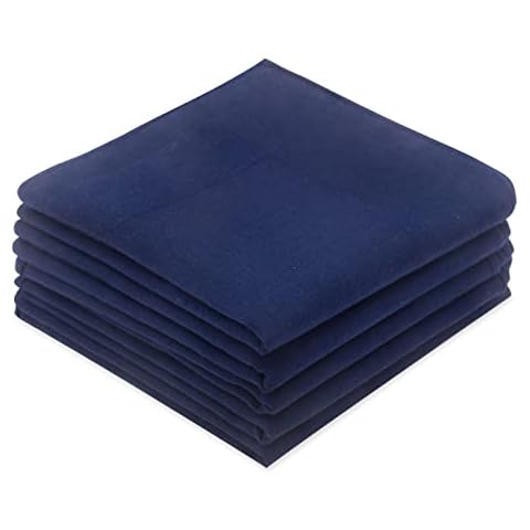 GBS Men's Cotton Handkerchiefs, Solid Color Pocket Square Hankies with Stripe -Navy Cover