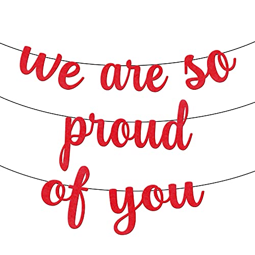 Image of KatchOn, Felt We are So Proud of You Banner - 8 Feet, No DIY | Congratulations Banner 2026, Red Graduation Decorations Class of 2026 | Red We are So Proud of You Sign for Graduation Decorations 2026