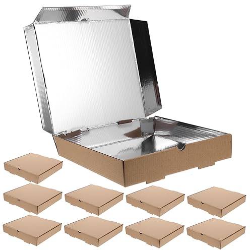 Healifty Heat Insulated Pizza Boxes 10pcs Aluminum Foil Containers Greaseproof Pizza Storage Triangle Slice Boxes Takeouts Travel