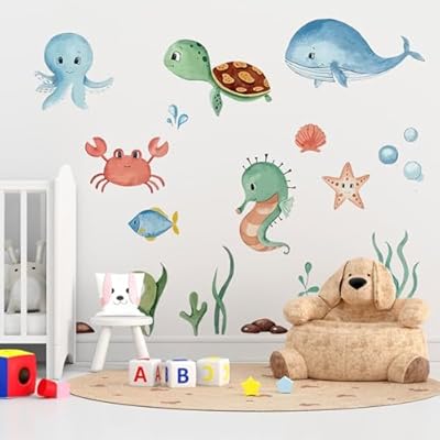 Hwtcjx Pegatinas de Pared Animales Marinos, Adhesivos de Vinilo, Pegatinas Pared Decorativas Infantiles Autoadhesivo, Vinilos Decorativos Adhesivos Habitación Infantiles Niño Bebé (30 x 90 cm) (A) | Ya disponible en tu tienda friki favorita! En mundofriki.es!