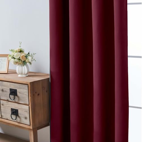 Image of Burgundy Blackout Curtains for Christmas 84 Inch Length 2 Panels Set, Thermal Insulated Curtains for Living Room Nursery, Energy Saving Cortinas Blackout para Dormitorio, 2x40Wx84L