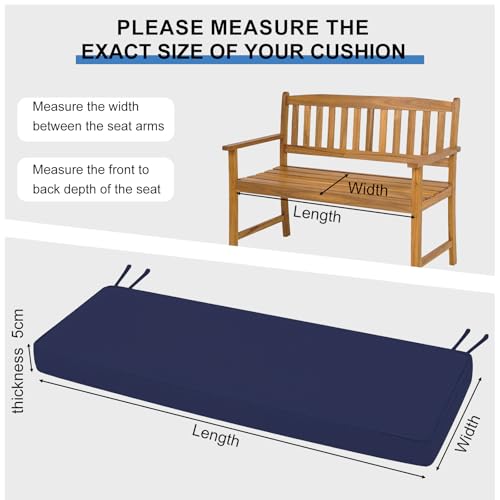 RZYW Cojines para Banco de Madera Interior Exterior, Cojin para Banco de Muebles de Jardín, Cojín para Asiento de Repuesto para Columpio, Sillas Comedor, Terraza, Sofa, Palets,Negro,115x50cm - imagen 5