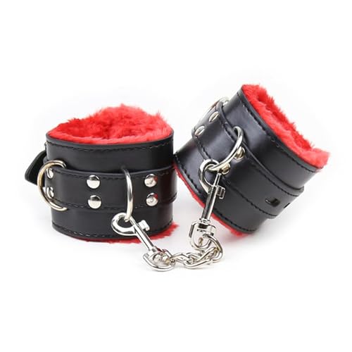 2025 Newly Wrist Ankle Adult Bondage Handcuffs Leather Black Fuzzy Hand Chained Wrists Kit for Grownups Bedroom for Spice Up Sex Leg Hand Cuff Bracelets for Women Men Sweater Y1A42