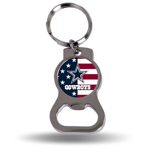 Rico Industries NFL Football Dallas Cowboys Patriotic Metal Keychain - Beverage Bottle Opener With Key Ring - Pocket Size
