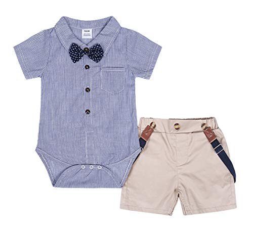 Cotrio Macacão de bebê masculino suspensor cavalheiro macacão infantil duas peças calções de verão c
