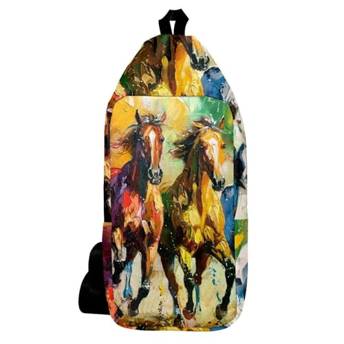 Sac à dos à bandoulière peinture à l'huile colorée mixte multicolore