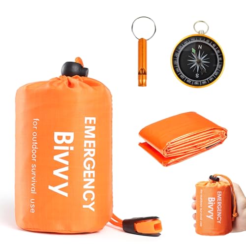Survival Bag, Emergency Sleeping Bag, Survival Sleeping Bag, Reusable Survival Bivvy Bag,Waterproof Emergency Blanket, Ultralight, Heat-Repellent, Cold Protection for Outdoor Camping Hiking Hiking