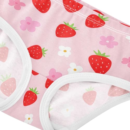 Girls' Underwear Strawberry Flowers Floral Toddle Brief Panties 2-8 Years 203007204