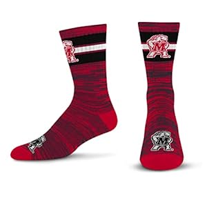 For Bare Feet Men’s NCAA Maryland Terrapins First String Crew Sock Team Color Large