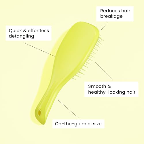 Tangle Teezer | The Mini Ultimate Detangler Hairbrush | Gentle on Wet Hair | Two-Tiered Teeth & Comfortable Handle | Ideal for Kids And Travel | Reduces Knots & Breakage | Hyper Yellow - Image 4
