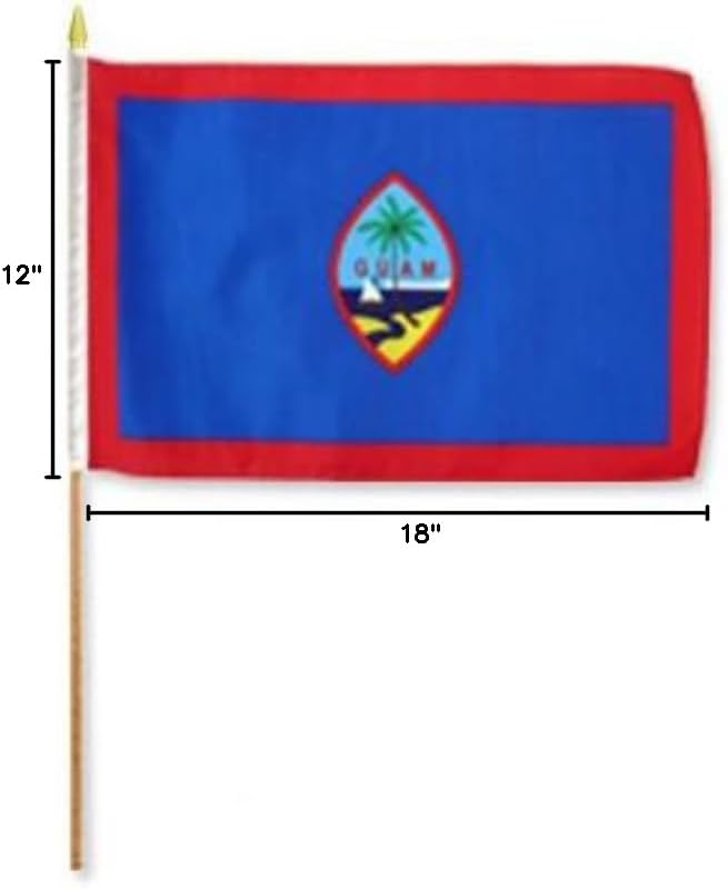 One Dozen Guam 12x18in Stick Flags.