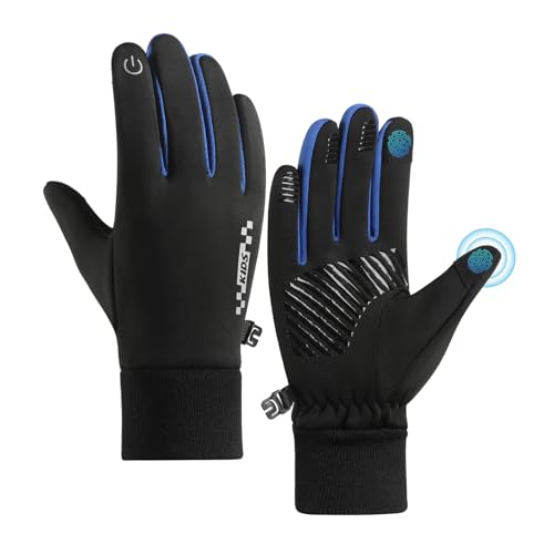Long Keeper Kinder Fahrradhandschuhe rutschfest Radsport-Handschuhe für Jungen Mädchen Touchscreen Warme Winter Sporthandschuhe Kinder Fahrrad Klettern Fußball (Blau-S, S-(Handumfang: 14-16 cm))