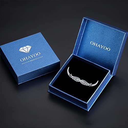 Ohayoo Angel Wings Bracelet Vintage Sterling Silver Bracelet For Women Men Adjustable Wings Bracelet Inspirational Guardian Angel Bangle Bracelets Jewelry Gifts For Mothers #TOP7