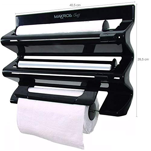 Purimax, 1211142145, Porta Rolo Maxroll Cheff Papel Toalha Plástico Filme Alumínio, cor Preto, ABS