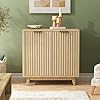 Fluted cabinet with storage 2 doors sideboard buffet cabinet mid century modern accent cabinet with adjustable shelves multifunctional console table with storage for living room kitchen entryway  urban country home decor