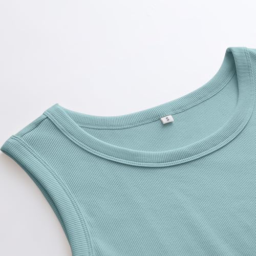 Image of ANRABESS Womens Sleeveless High Neck Tank Tops Fashion Summer Casual Basic Slim Fit Ribbed Racerback Top Shirt Clothes