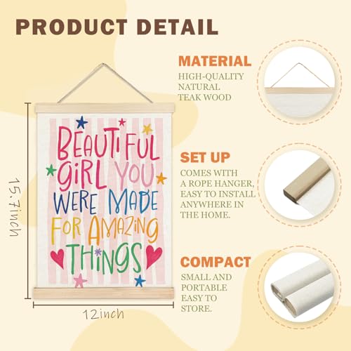 MHJFERGV Pink Girl Nursery Wall Art Poster, Trendy Pink Dopamine Motivational Inspirational Girl Power Canvas Wall Decor for Nursery Toddler Girls Room Bedroom Home, 12x16 Inches by MHJFERGV - Used condition - Image 2