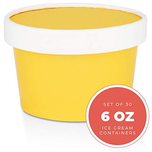 Glowcoast Ice Cream Containers With Lids - 6 oz (Mini Pint, 30 set) Ice Cream Storage Container for Homemade Icecream. Freezer-Safe Tub with Lid Protect Frozen Desserts like Yoghurt (Butterscotch, 30)