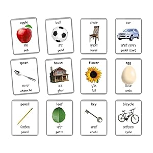 Colors – 12 Flash Cards | Homeschooling | Educational Material | Bilingual Flash Cards | Montessori Material | Multilingual Flashcards – Choose Your Language (Punjabi + English)