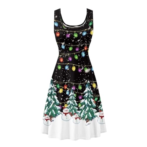 Image of Women Stylish Tank Dresses Sleeveless Round Neck Midi Casual Dress with Pocket for Summer