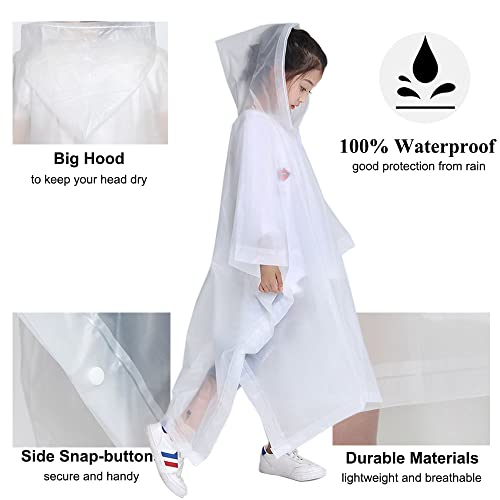Hlkzone Rain Poncho For Kids, [2 Pack] Eva Kids Raincoat Reusable Rain Coat Jacket For Kids, Boys And Girls 6-13 Years Old #TOP3