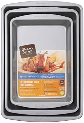 Baker's Secret Set of 3 Roaster, 14" 16" 18", Carbon Steel with Nonstick Coating for Easy Release, Cookie Trays for Baking Roasting Cooking, Dishwasher Home Baking Supplies image 5