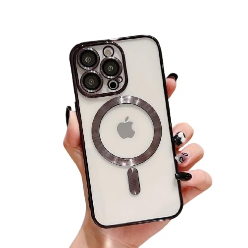 Image of MILLION CASES Back Cover Case for iPhone 15 Pro Shockproof Protective Luxury Plating Camera Protection Transparent Case for Men & Boys (Blue)