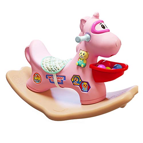 Schaukelpferd Kinder Spielzeug Baby Kunststoff Große Dicke Baby 1-2 Jahre alt mit Musik Schaukelspielzeug HUYP (Color…