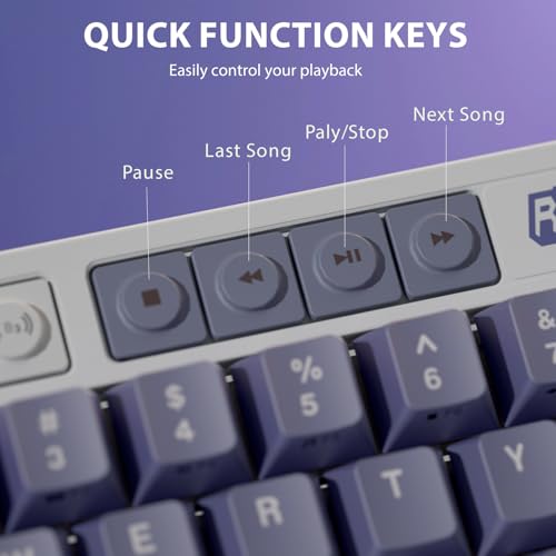 Image of RK ROYAL KLUDGE M65 Wireless Mechanical Keyboard with Volume Knob, 60% Tri-Mode Gaming Keyboard 2.4G /BT /USB-C, Gasket Mount, Battery Display, PBT Keycaps, Hot-Swappable Cream Switch, Blue