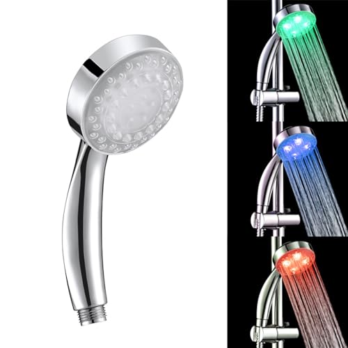 FUUBAMB00 Pommeau de Douche LED 3 Couleurs, Portable, Utilisé à la Maison, Les Lumières LED Changent Automatiquement en Fonction de la Température de l'eau