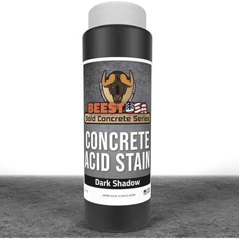 BEEST Concrete Acid Stain - Concrete Dye & Concrete Stain Outdoor for Stamped Concrete, Pavers, Cement Stain - Unique Marbled Finish - Dark Shadow - 8oz Cover
