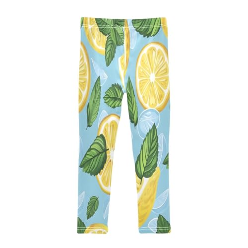 Bolaz Toddler Girls Leggings Printed Yoga Pants Leggings Lemon Mint Leaves for Kids2
