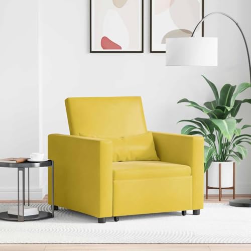 SooIarix Sofá cama extensible individual amarillo, 90 x 165 x 87 cm terciopelo, sofá cama 3 en 1 con respaldo ajustable, sillón convertible para salón