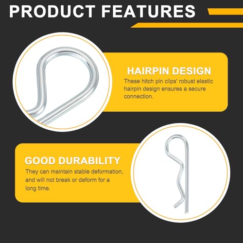 QUARKZMAN 20 Stück Anhängerkupplungsstift Clip, 1,8 mm x 35 mm R Clips aus Karbonstahl, Draht Haarnadeln Splinte Splintsortiment Kit Clips für Anhänger Traktoren Mäher Wagen LKW Pin, Silber