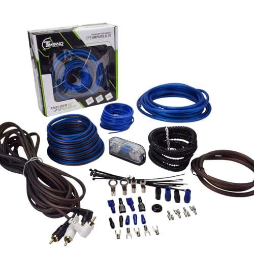 Timpano Amplifier Wiring Kit - 8 Gauge Amp Kit 1000 Watts Car Amplifier Installation CCA Cables Kit 60 Amp Fuse Single Amp TPT-AMPKIT8 Blue
