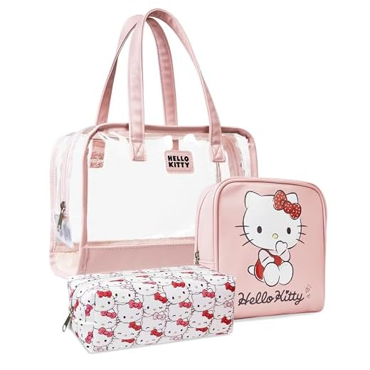 Hello Kitty Juego de 3 Bolsas de Aseo con Cremallera - Neceser de Cosmética