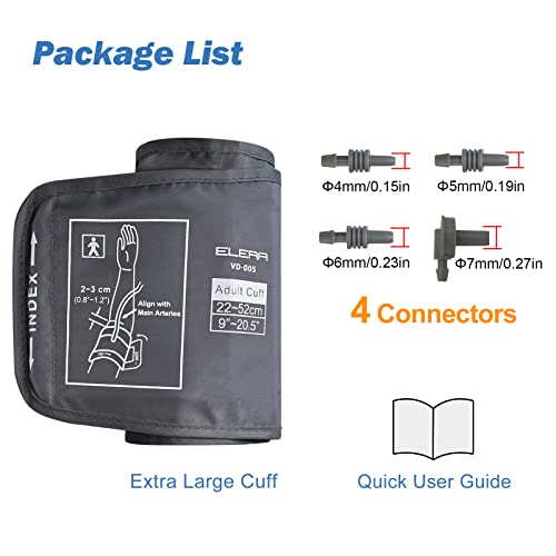 ELERA Extra Large Blood Pressure Cuff (9"-20.5" | 22-52cm) - XL Replacement BP Cuff for Big Arms, Compatible with Omron BP Monitors, Adult Cuff Only - 4 Connectors