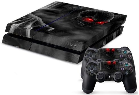 TQS™ Oil Painted Skin Sticker for PS4 System Playstation 4 Console + Controller Decals - Dark Skull