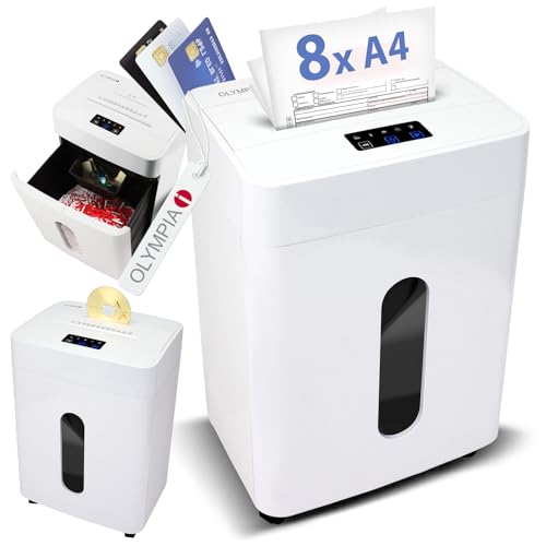 Olympia MC 2508 S Aktenvernichter | Papierschredder Aktenvernichter & Paper Shredder für Dokumente | Aktenschredder P5 Mikroschnitt | 8 Blatt | 25L Auffangvolumen | Leiser Schredder | Papier Schredder