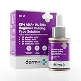 The Derma Co 15% AHA + 1% BHA Beginner Facial Exfoliant | Helps Clear Clogged Pores, Acne Marks & Wrinkles | 10 Min Deep Exfoliation | 1.01 Fl Oz/30ml