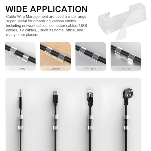 40 piezas JacobsParts Clips Adhesivos Transparentes para Organizar Cables al 0.26" de Diámetro miniatura 3