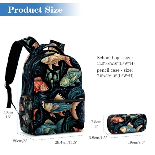 Sac à dos poisson rouge avec trousse 2 pièces pour écolier - 2