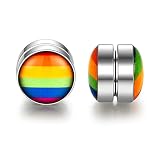 Rainbow Stainless Steel Magnetic Stud Earrings Fashion Rainbow Ear Stud Earring for Gay & Lesbian Pr